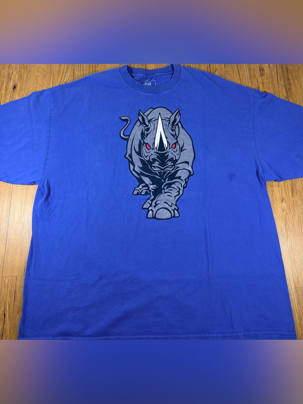 Ecko Unltd Mens 3XL Blue Rhino Graphic T Shirt Y2K Hip Hop Streetwear Oversized